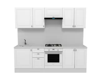 Кухня Ева 2.4 м - Белый софт (Горизонт)