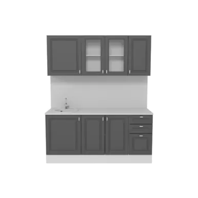 Кухня Ева 1.8 м со стеклом - Графит софт (Горизонт)