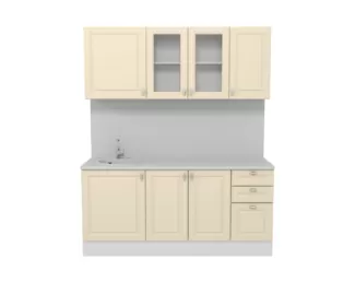 Кухня Ева 1.8 м со стеклом - Тирамису софт (Горизонт)