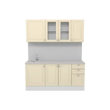 Кухня Ева 1.8 м со стеклом - Тирамису софт (Горизонт)