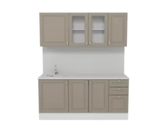 Кухня Ева 1.8 м со стеклом - Мокко софт (Горизонт)