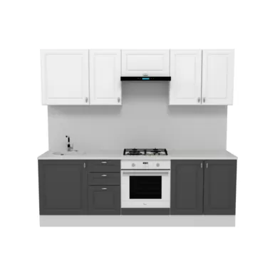 Кухня Ева 2.4 м Графит/Белый софт (Горизонт)