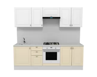 Кухня Ева 2.4 м - Тирамису/Белый софт (Горизонт)