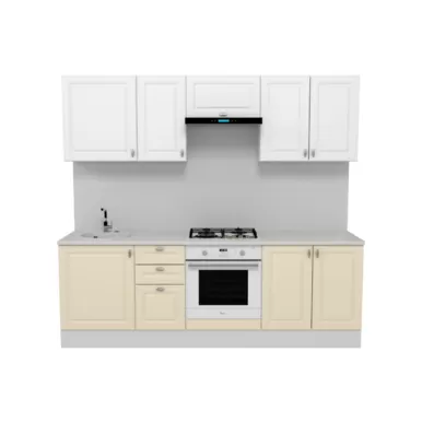 Кухня Ева 2.4 м - Тирамису/Белый софт (Горизонт)