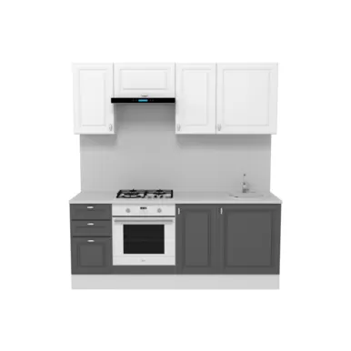 Кухня Ева 2.0 м - Графит/Белый софт (Горизонт)