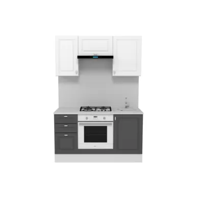 Кухня Ева 1.5 м - Графит/Белый софт (Горизонт)