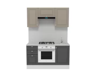 Кухня Ева 1.5 м - Графит/Мокко софт (Горизонт)