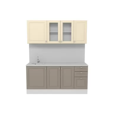 Кухня Ева 1.8 м со стеклом - (Мокко/Тирамису софт (Горизонт)