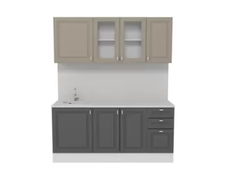 Кухня Ева 1.8 м со стеклом - Графит/Мокко софт (Горизонт)