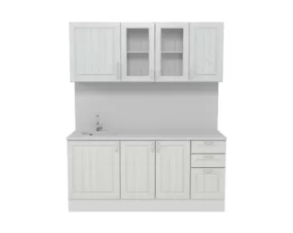 Кухня Принцесса 1.8 м со стеклом - Бежевый/Арктик (Горизонт)