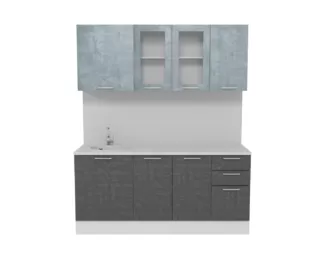 Кухня Лофт 1.8 м со стеклом - Камень Арья/Камень Оленна (Горизонт)