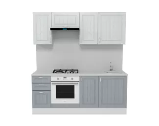 Кухня Принцесса 2.0 м - Серый/Арктик (Горизонт)