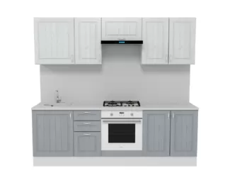 Кухня Принцесса 2.4 м - Серый/Арктик (Горизонт)