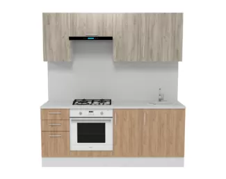 Кухня Европа 2.0 м - Крафт золотой/Крафт серый (Горизонт)