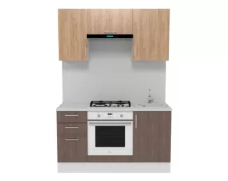 Кухня Европа 1.5 м - Мор дерево/Крафт золотой (Горизонт)