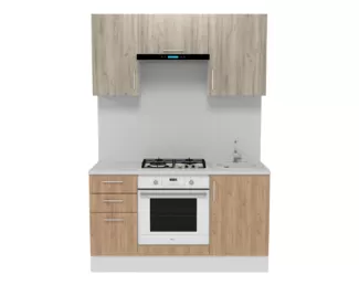 Кухня Европа 1.5 м - Крафт золотой/Крафт серый (Горизонт)