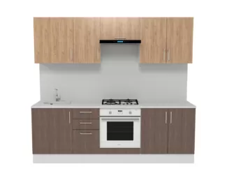 Кухня Европа 2.4 м - Мор дерево/Крафт золотой (Горизонт)