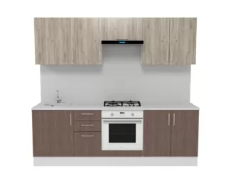 Кухня Европа 2.4 м - Мор дерево/Крафт серый (Горизонт)