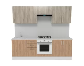 Кухня Европа 2.4 м - Крафт золотой/Крафт серый (Горизонт)