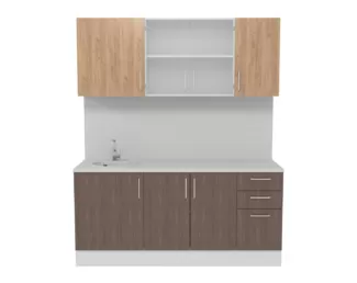 Кухня Европа 1.8 м со стеклом - Мор дерево/Крафт золотой (Горизонт)