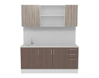 Кухня Европа 1.8 м со стеклом - Мор дерево/Таормино (Горизонт)