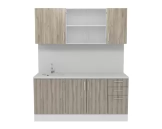 Кухня Европа 1.8 м со стеклом - Таормино/Крафт серый (Горизонт)