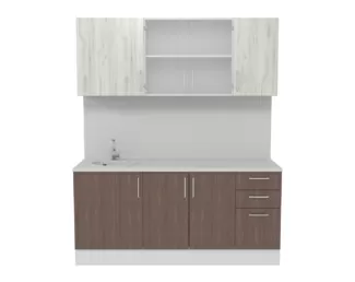 Кухня Европа 1.8 м со стеклом - Мор дерево/Крафт белый (Горизонт)