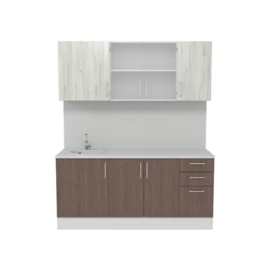 Кухня Европа 1.8 м со стеклом - Мор дерево/Крафт белый (Горизонт)