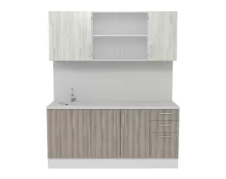 Кухня Европа 1.8 м со стеклом - Таормино/Крафт белый (Горизонт)