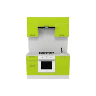 Кухня Люкс 1.5 м - Лайм Глянец (Горизонт)