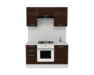 Кухня Люкс 1.5 м - Шоколад Глянец (Горизонт)