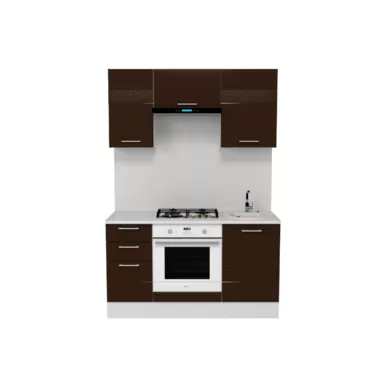 Кухня Люкс 1.5 м - Шоколад Глянец (Горизонт)