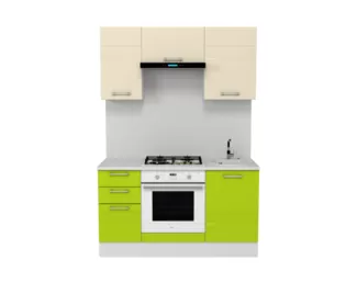 Кухня Люкс 1.5 м - Лайм Глянец/Ваниль Глянец (Горизонт)