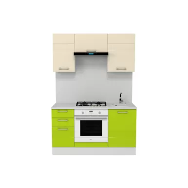 Кухня Люкс 1.5 м - Лайм Глянец/Ваниль Глянец (Горизонт)