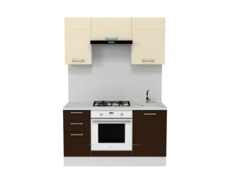 Кухня Люкс 1.5 м - Шоколад Глянец/Ваниль Глянец (Горизонт)