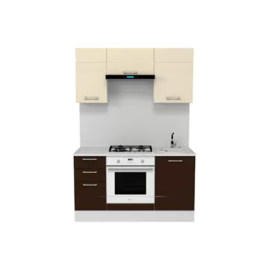 Кухня Люкс 1.5 м - Шоколад Глянец/Ваниль Глянец (Горизонт)