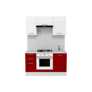 Кухня Люкс 1.5 м - Рубин Глянец/Белый Глянец (Горизонт)