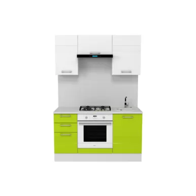 Кухня Люкс 1.5 м - Лайм Глянец/Белый Глянец (Горизонт)