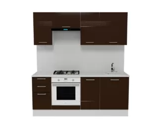 Кухня Люкс 2.0 м - Шоколад Глянец (Горизонт)