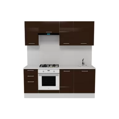 Кухня Люкс 2.0 м - Шоколад Глянец (Горизонт)