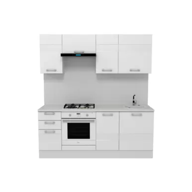 Кухня Люкс 2.0 м - Белый Глянец (Горизонт)