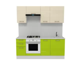 Кухня Люкс 2.0 м - Лайм Глянец/Ваниль Глянец (Горизонт)
