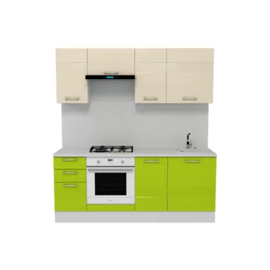Кухня Люкс 2.0 м - Лайм Глянец/Ваниль Глянец (Горизонт)