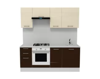 Кухня Люкс 2.0 м - Шоколад Глянец/Ваниль Глянец (Горизонт)