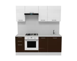 Кухня Люкс 2.0 м - Шоколад Глянец/Белый Глянец (Горизонт)