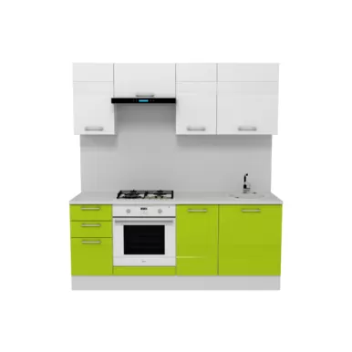 Кухня Люкс 2.0 м - Лайм Глянец/Белый Глянец (Горизонт)