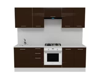 Кухня Люкс 2.4 м - Шоколад Глянец (Горизонт)