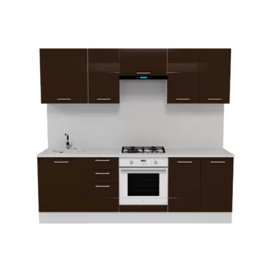 Кухня Люкс 2.4 м - Шоколад Глянец (Горизонт)