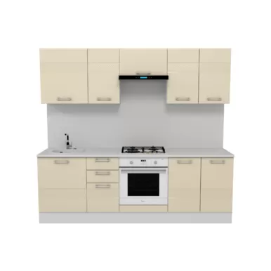 Кухня Люкс 2.4 м - Ваниль Глянец (Горизонт)
