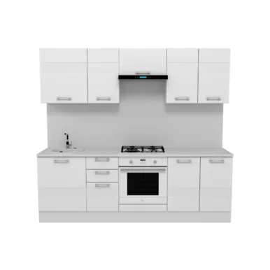 Кухня Люкс 2.4 м - Белый Глянец (Горизонт)
